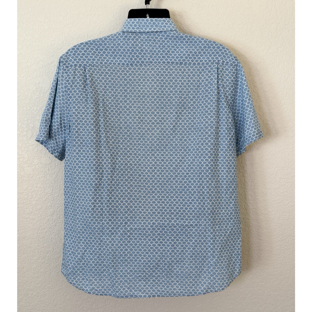 Faherty Button Down Fish Scale Shirt Blue Indigo … - image 6